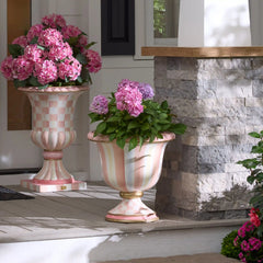 Violet Check Pedestal Urn