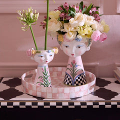 Courtly Check Capiz Round Tray