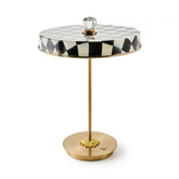 Mocha Check LED Rechargeable Disk Table Lamp