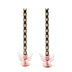 Rosy Check Tall Butterfly Candlesticks, Set of 2