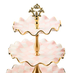 Rosy Check Ceramic Three Tier Sweet Stand