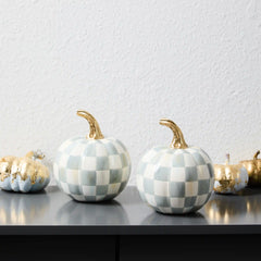 Classic Sterling Check Mini Pumpkin Set of 2