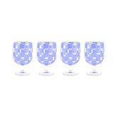 Blue Check Acrylic Water Goblets, Set of 4