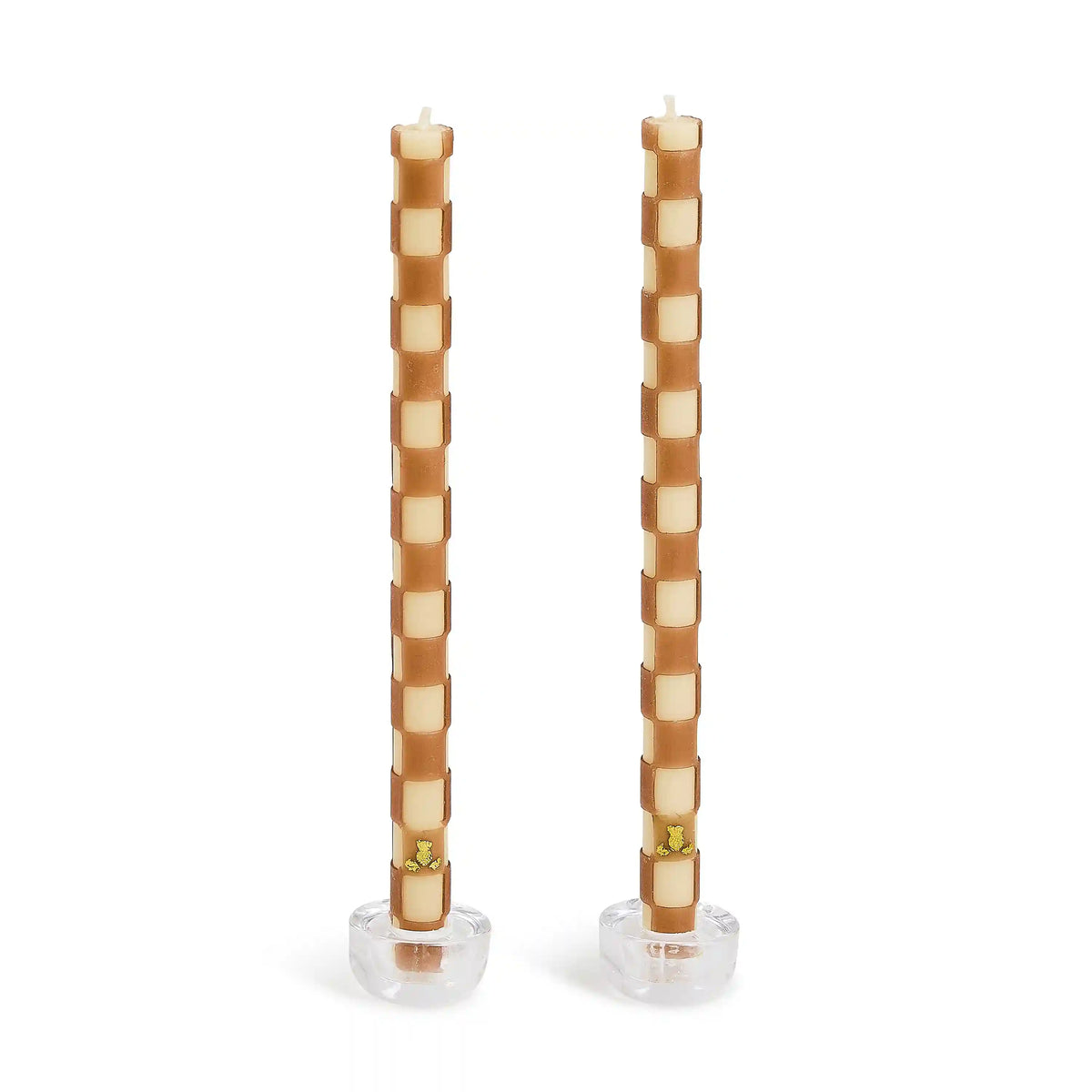 Check Black & Ivory Dinner Candles, Set of 2