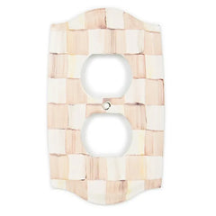Mocha Check Double Outlet Cover