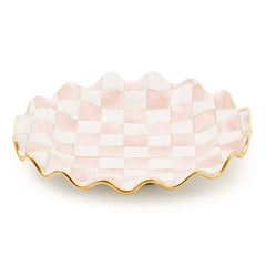 Rosy Check Ceramic Fluted Dinner Plate