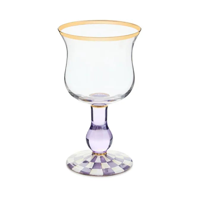 Violet Check Wine Glass
