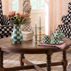 Rosy Check Small Glass Candlestick