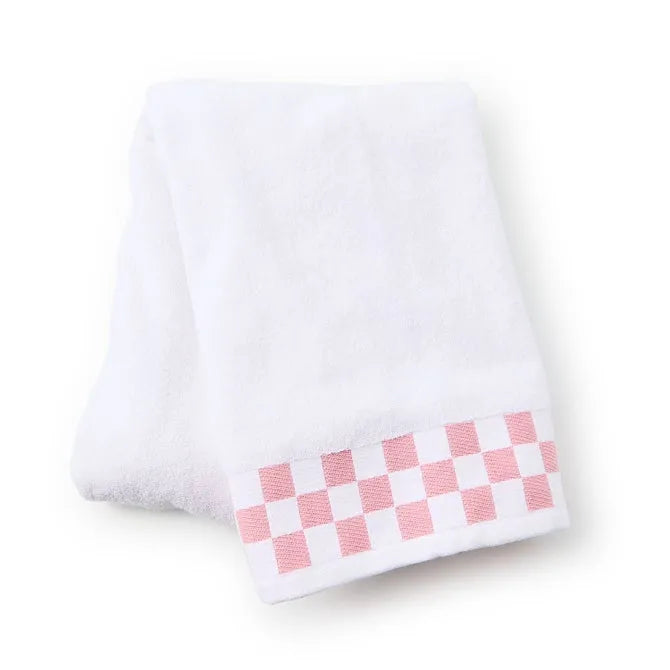 Bath Towel with Rose Check Border