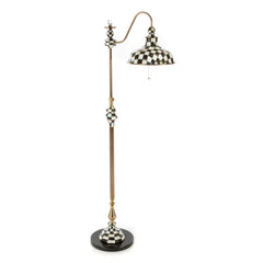 Mocha Check Farmhouse Floor Lamp