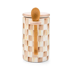 Mocha Check Farmhouse Canister, Set of 2