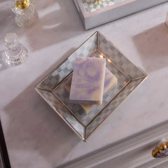 Sterling Check Small Glass Tray