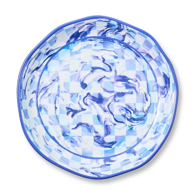 Blue Marble Check Melamine Large Platter
