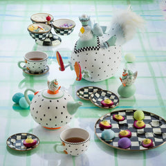 Mocha Check Appetizer Plates, Set of 4