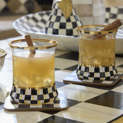 Rosy Check Cork Back Coasters, Set of 4