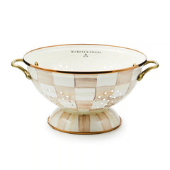 Mocha Check Small Colander
