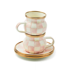 Mocha Check Espresso Cup & Saucer Set