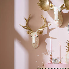 Mocha Check Small Deer Wall Decor