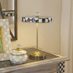 Courtly Check LED Rechargeable Disk Table Lamp