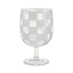 White Check Acrylic Water Goblets, Set of 4