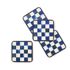 Mocha Check Cork Back Coasters, Set of 4