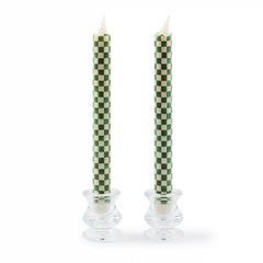 Cherry Check Flameless Dinner Candles, Set of 2