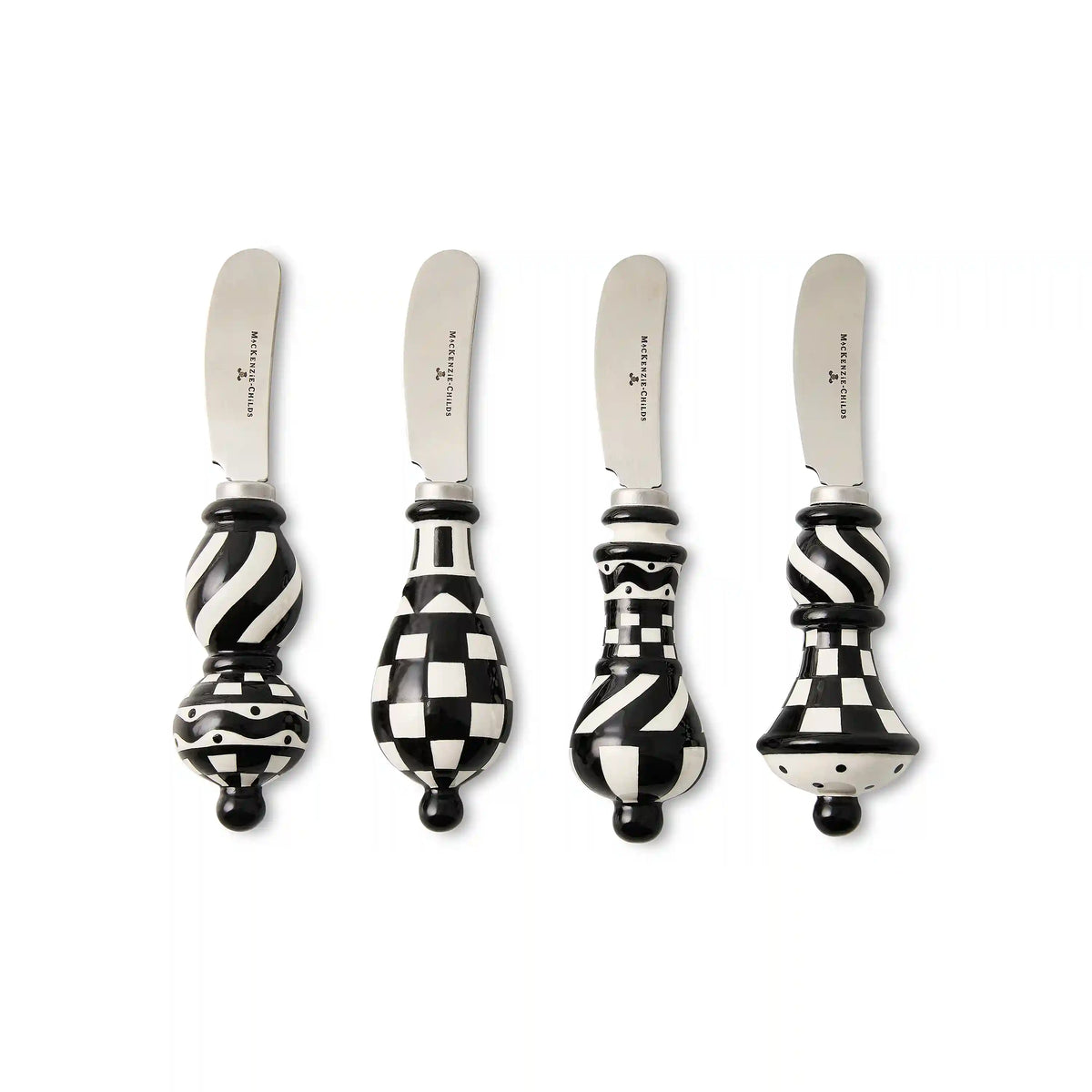 Mocha Check Party Spreaders, Set of 4