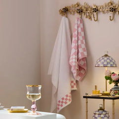 Bath Towel with Rose Check Border