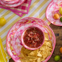 Pink Marble Check Melamine Large Platter