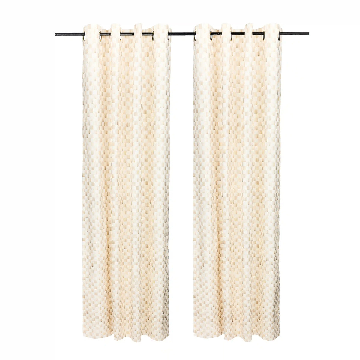 Mocha Check 84" Grommet Curtain Panel