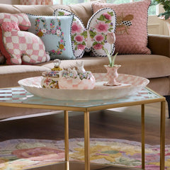 Violet Check Decorative Capiz Bowl
