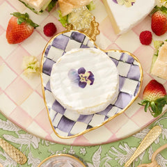 Mocha Check Ceramic Heart Plate