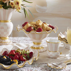Mocha Check Ceramic Compote