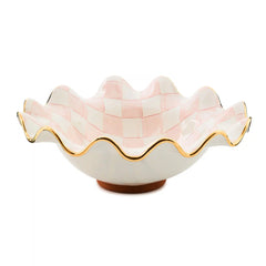 Violet Check Medium Ceramic Fluted Serving Bowl