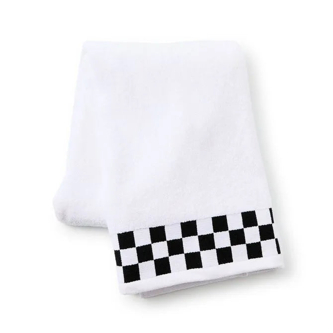 Bath Towel with Black Check Border