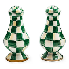 Violet Check Large Salt & Pepper Shakers