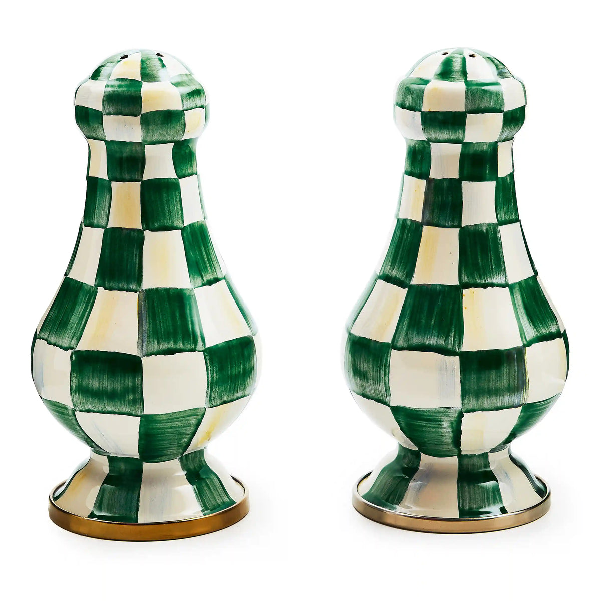 Mocha Check Salt & Pepper Shakers