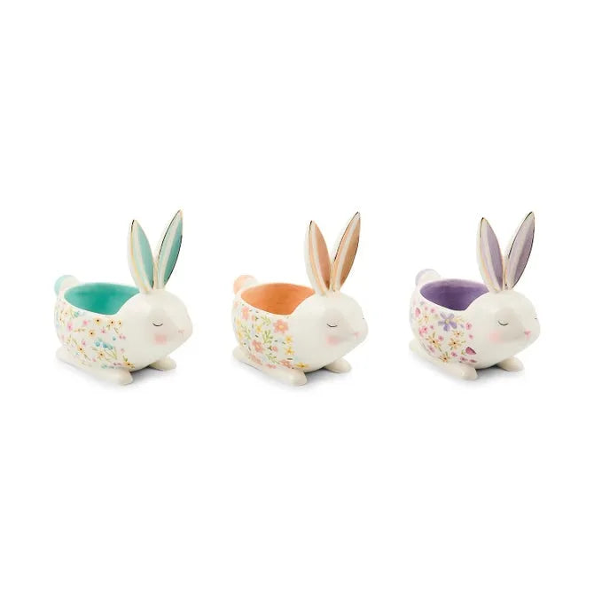 Posie Patch Ceramic Rabbit Candy Dishes, Set of 3