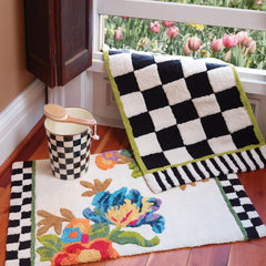 Black Flower Market Standard Bath Rug