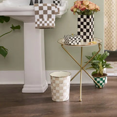 Mocha Check Waste Bin