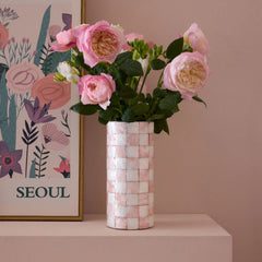 Violet Check Capiz Small Vase