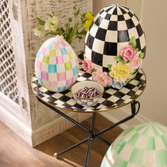 Mocha Check Enamel Tilt Accent Table