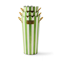 Rosy Stripe Flower Buckets, Set of 3
