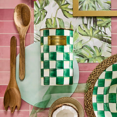 Violet Check Utensil Holder
