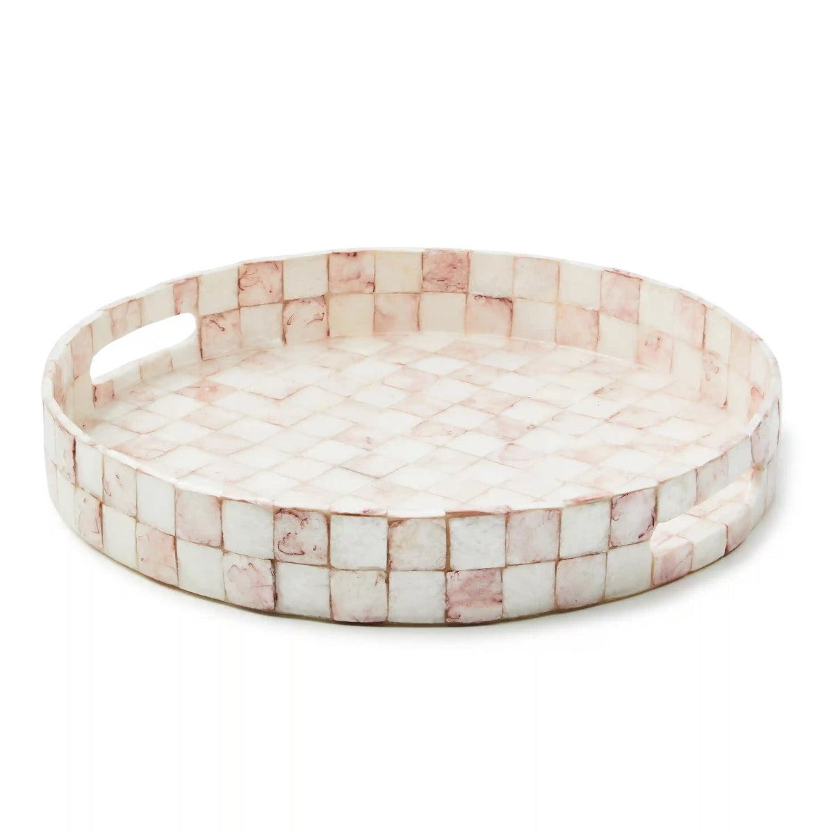 Courtly Check Capiz Round Tray