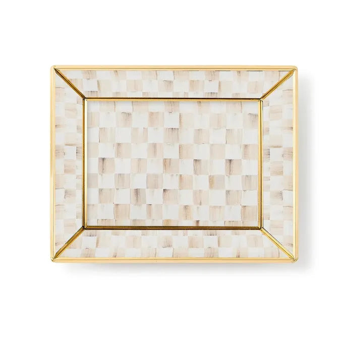 Mocha Check Small Glass Tray