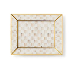 Mocha Check Small Glass Tray