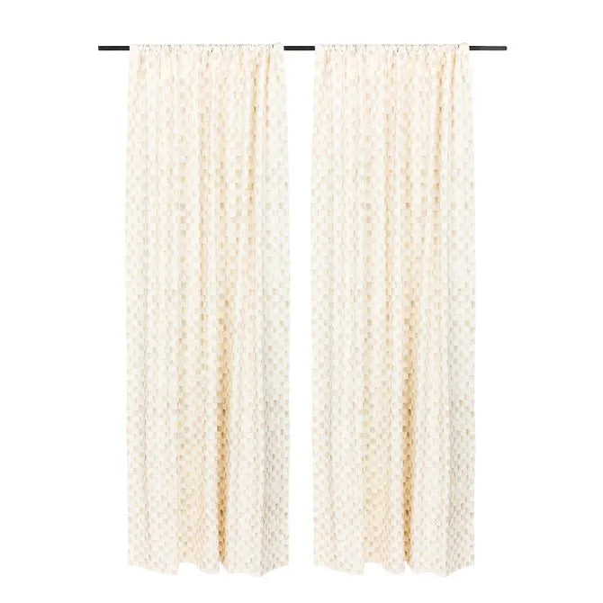 Mocha Check 84" Curtain Panel