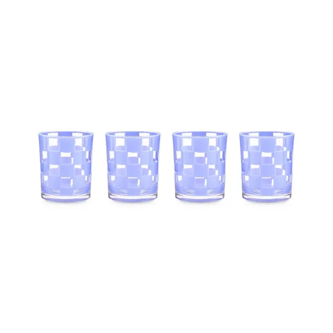 Blue Check Acrylic Tumblers, Set of 4