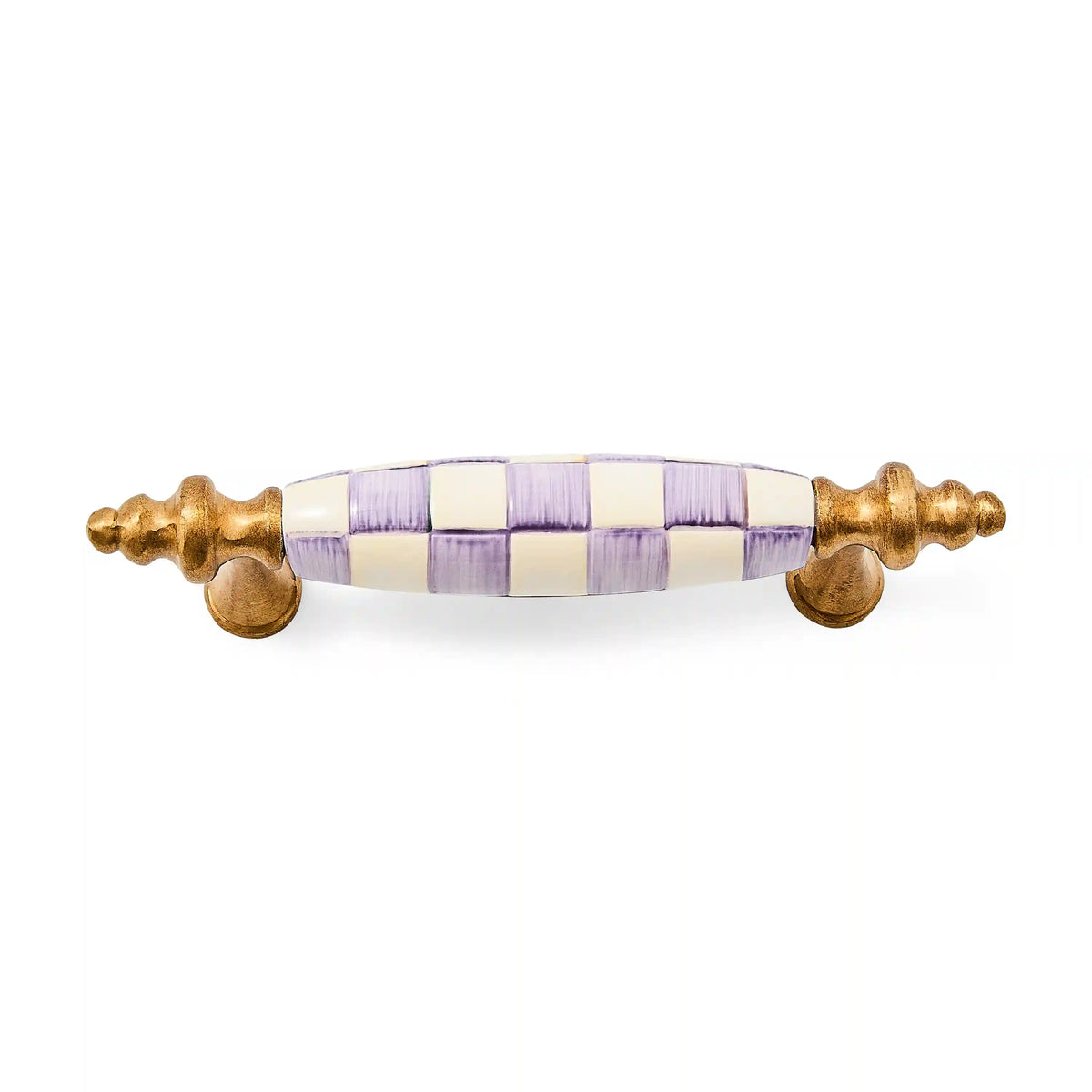 Mocha Check Brass Drawer Pull